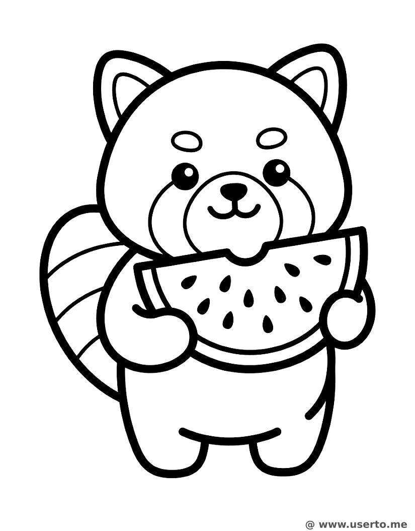 Wassermelonen-Picknick des Roten Pandas
