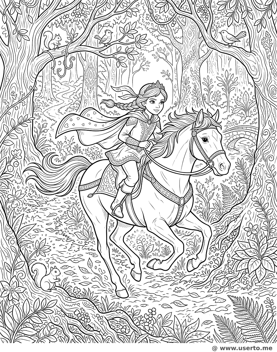 멋진 말을 탄 용감한 공주님