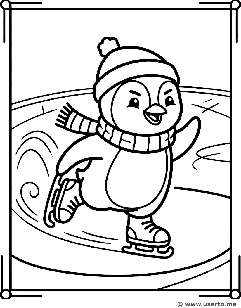 A corrida de patinação do pinguim
