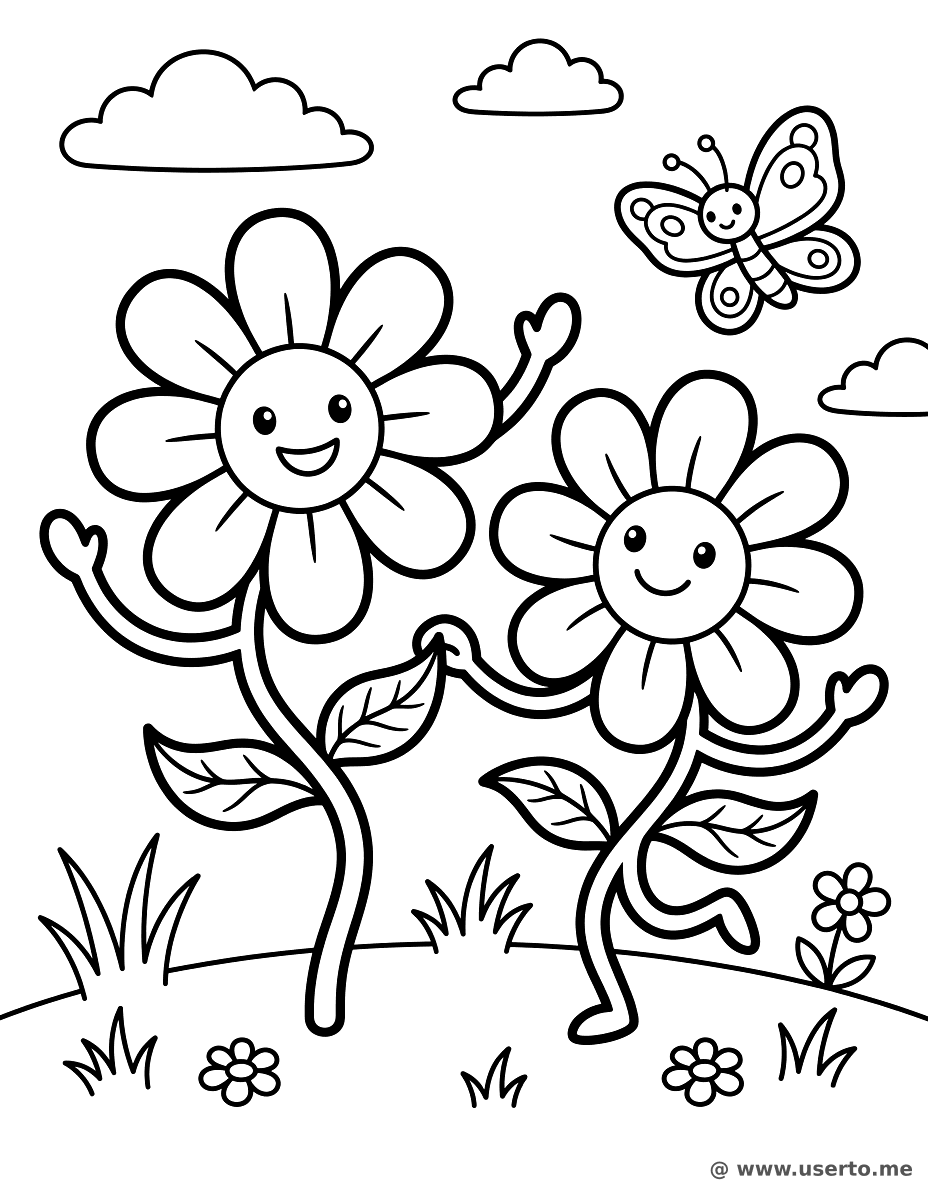 나비와 춤추는 꽃들