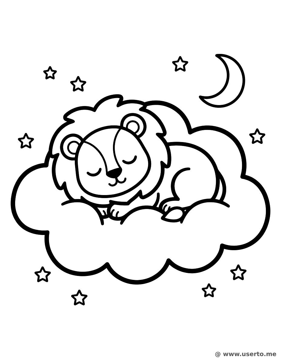 푹신한 구름 위의 잠꾸러기 사자