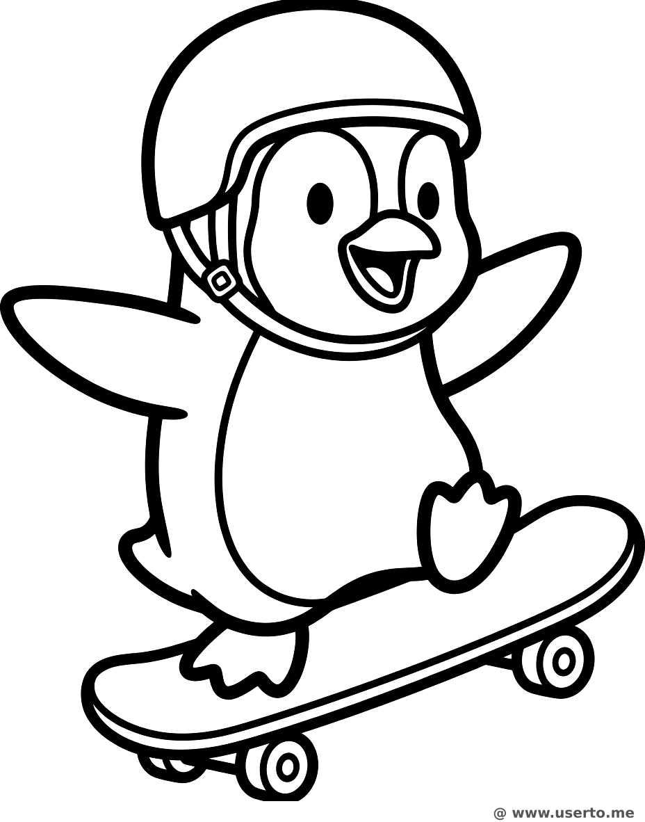 스케이트보드 타는 펭귄