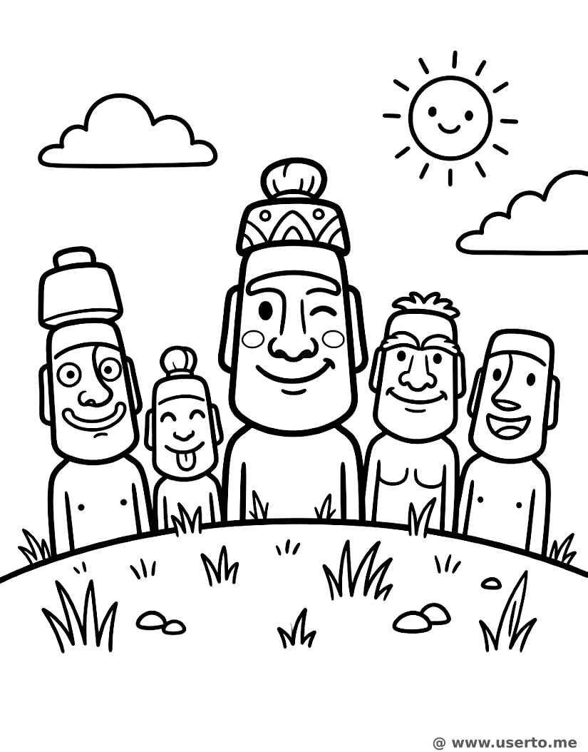 Zwinkernde Moai-Freunde