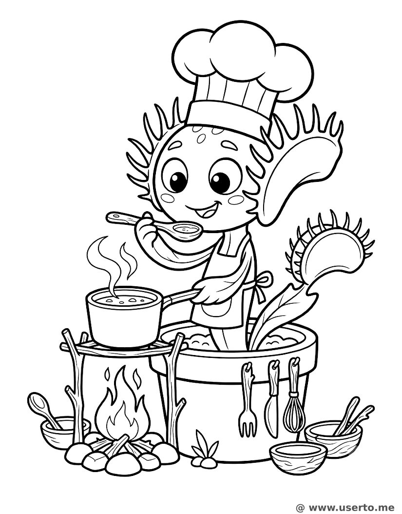 Venus Flytrap Chef Cooking Soup
