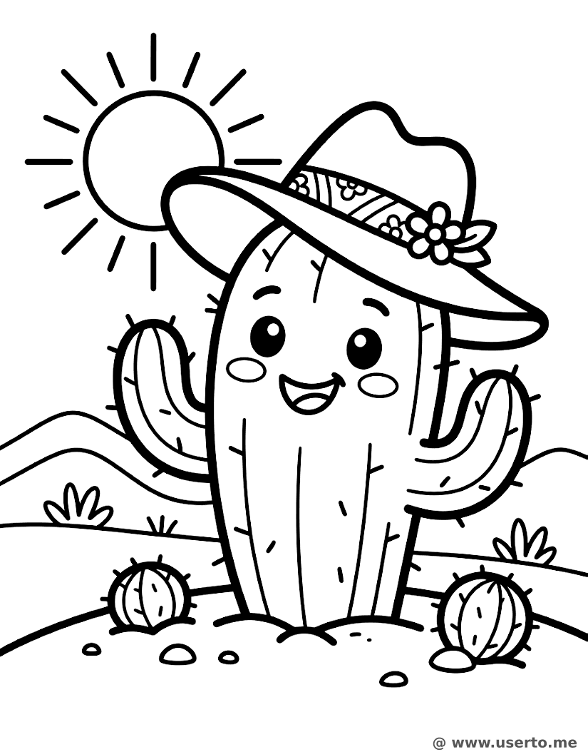Cactus Feliz con Sombrero de Sol