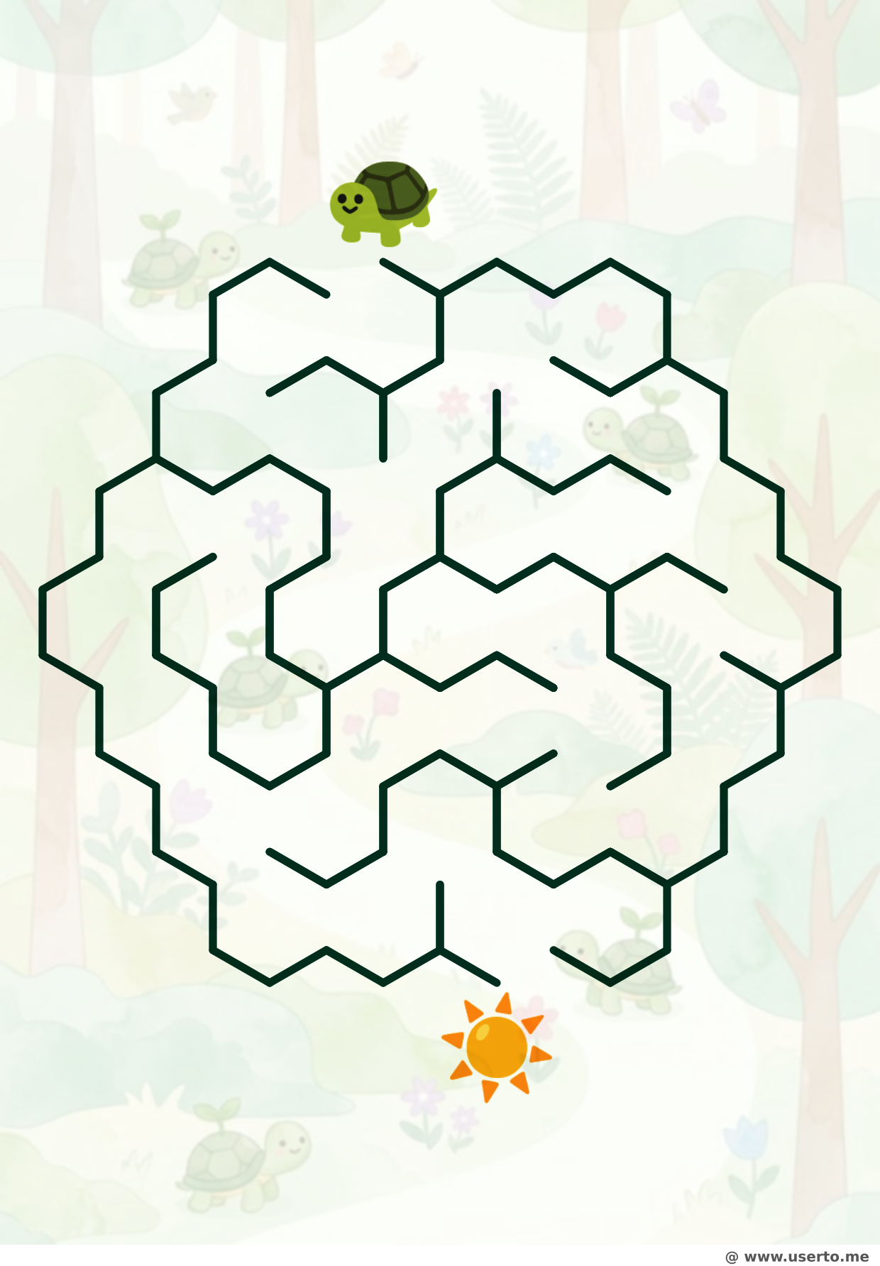 A trilha de musgo da tartaruga Broto