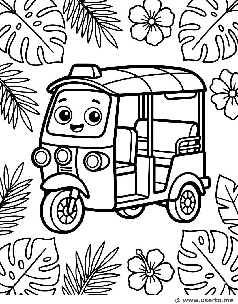 Fröhliches Dschungel-Tuk-Tuk