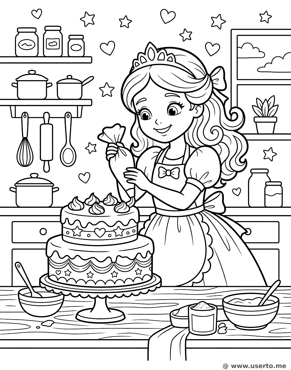 Princess Baking a Royal Cake