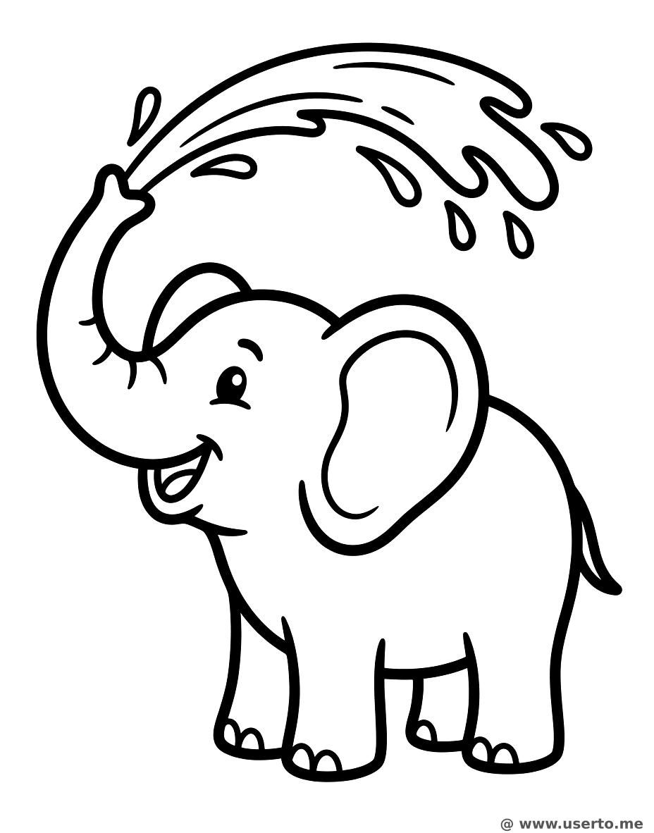 Diversión de agua con el elefante feliz