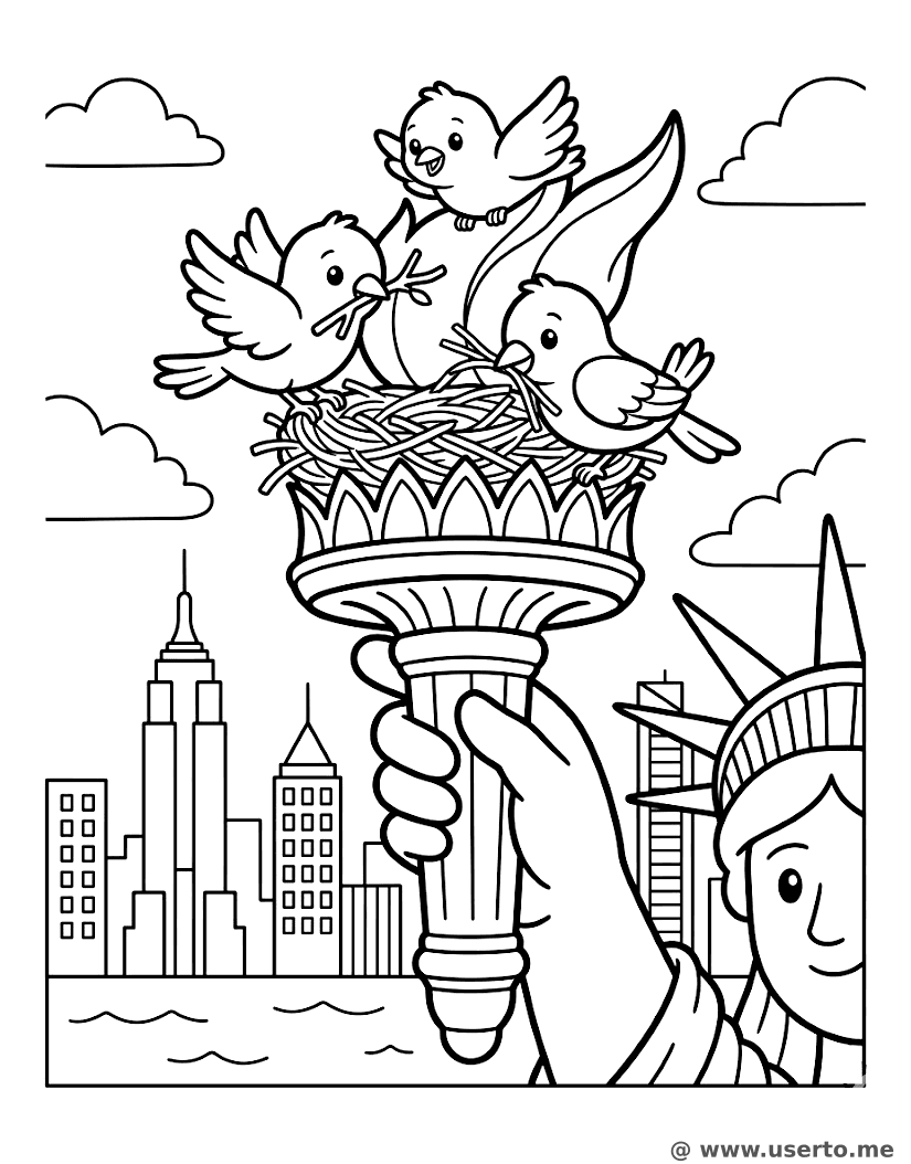 Birds at the Statue of Liberty