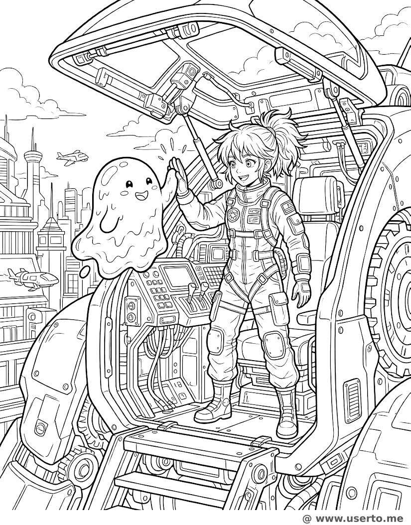 Mech-Pilotin und der Riesen-Slime