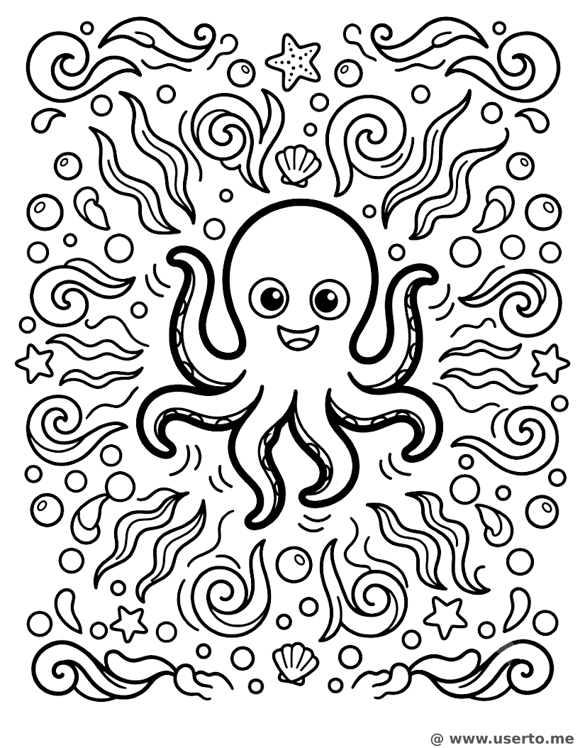 Tanzender Oktopus Meeresalgen-Muster