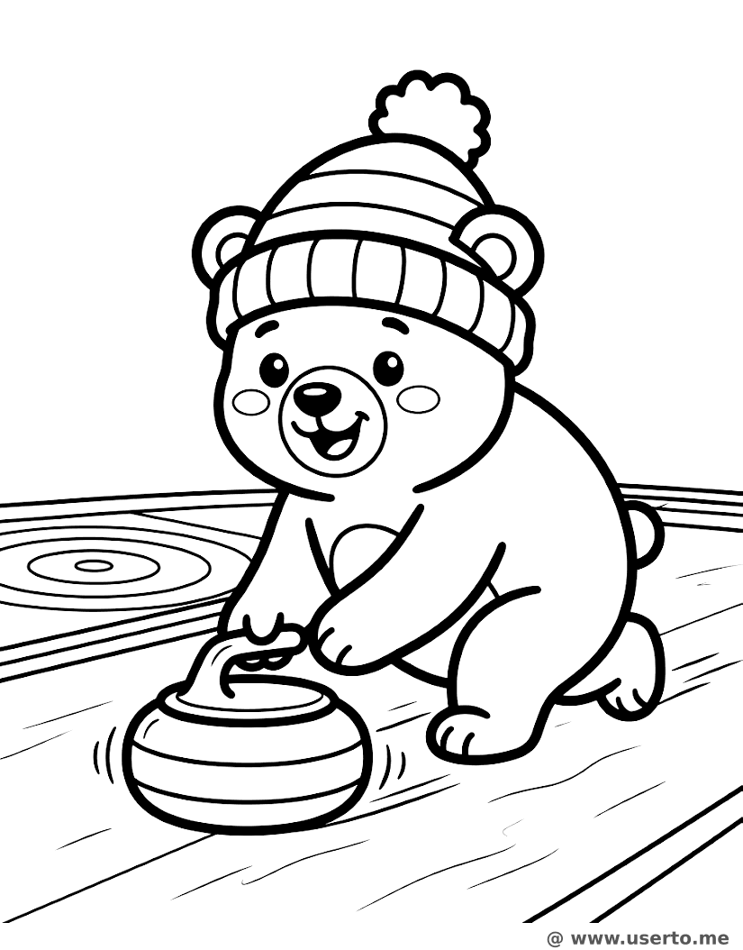 La diversión de curling del osito rechoncho
