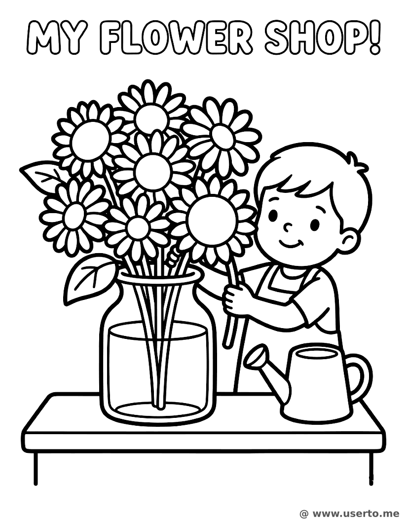 Cheerful Florist Making a Bouquet