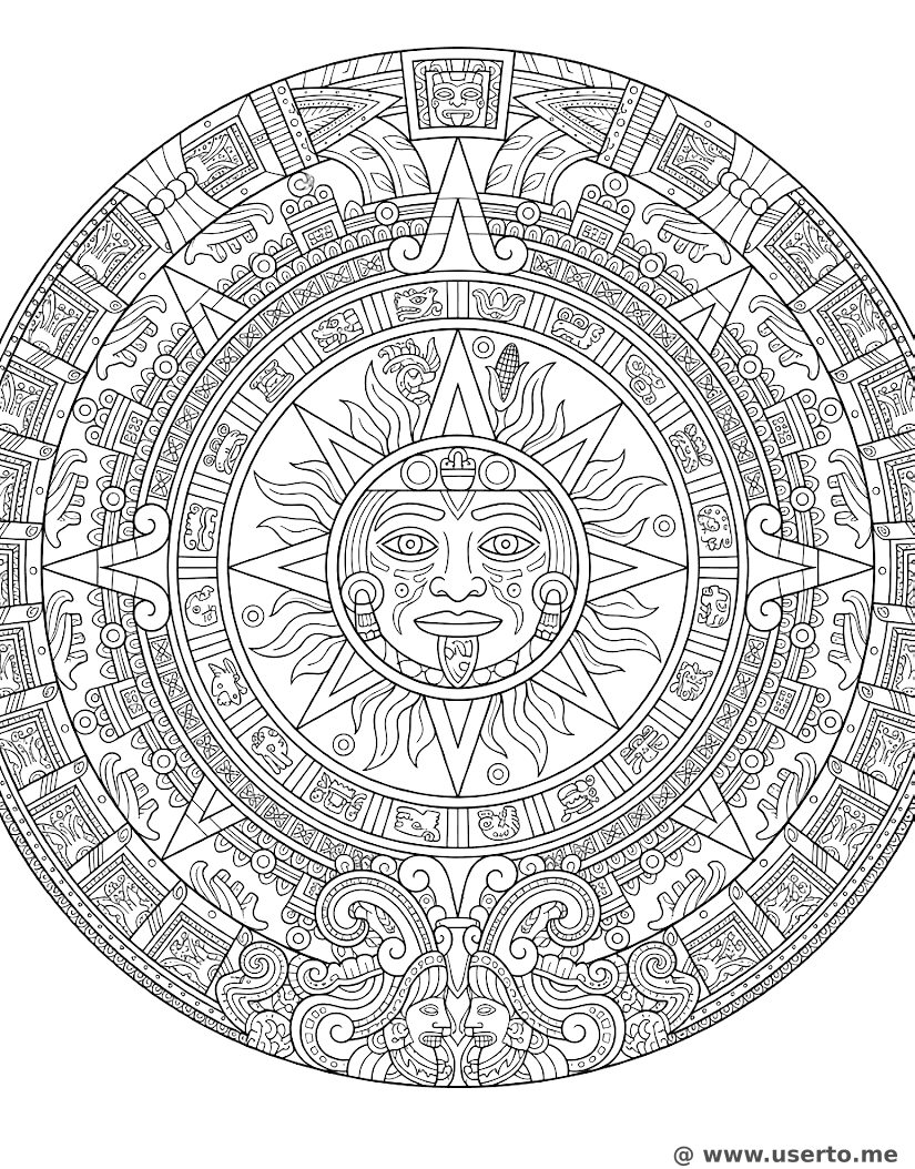 Ancient Mayan Sun Spirit Mandala