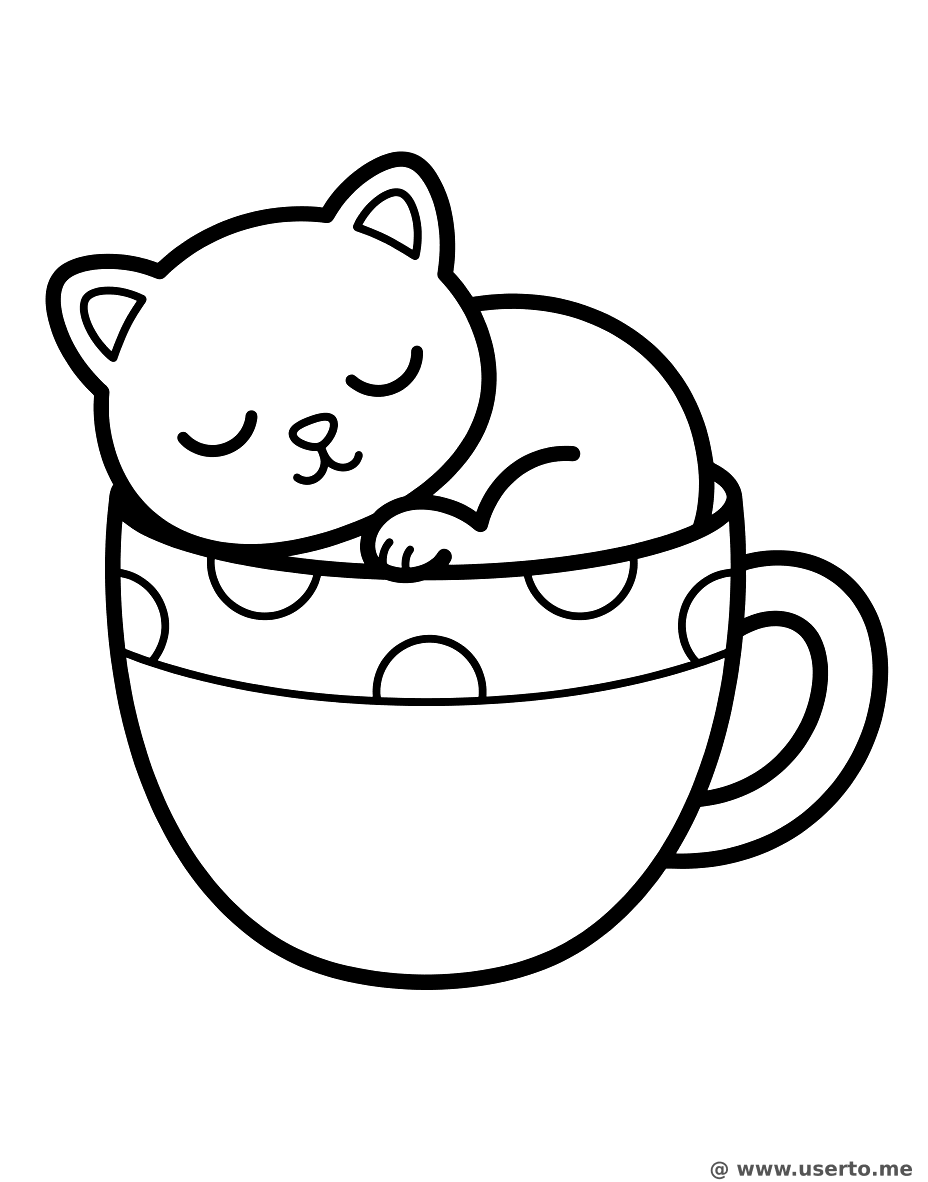 찻잔 속 아기 고양이