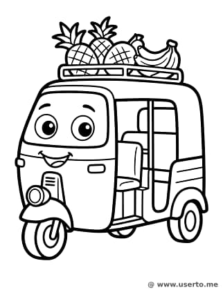 Glückliche Tuk-Tuk Obstlieferung
