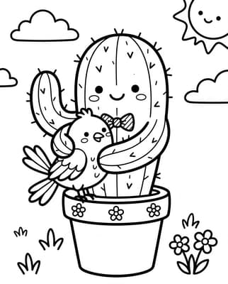 포옹하는 귀여운 선인장