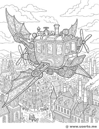 Steampunk Flying Victorian Carriage