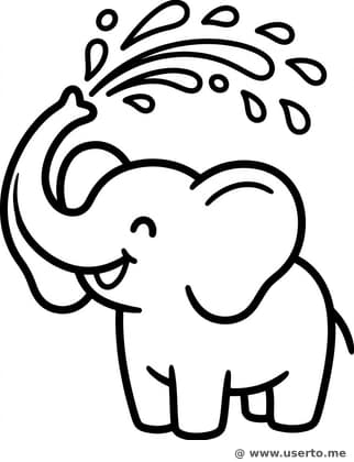 물 뿜는 아기 코끼리