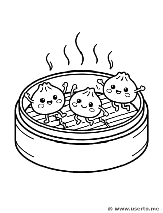 Fröhlich tanzendes Dim Sum