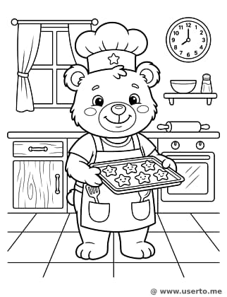 Bear Baking Yummy Cookies