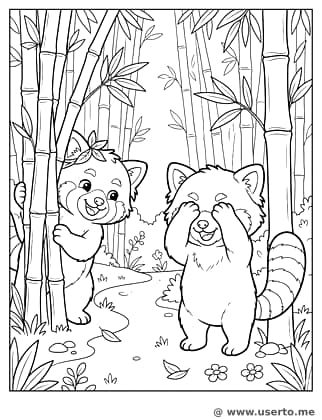 Red Pandas Bamboo Hide-and-Seek