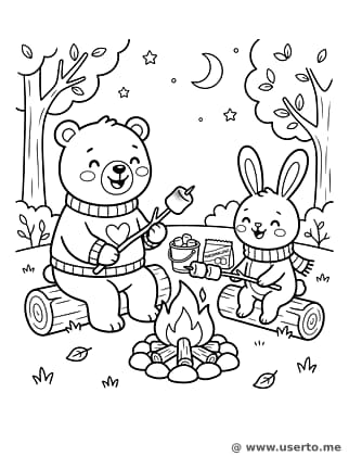 Bear and Bunny Camping Fun