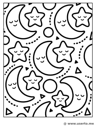 Sleepy Moon and Stars Pattern