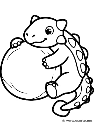 Ankylosaurus kuschelt mit dem Stein