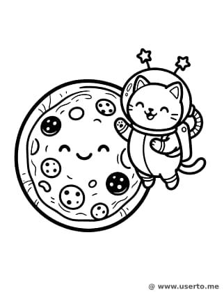 Astronaut Cat and Pizza Moon