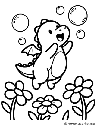 Seifenblasen für einen Baby-Drachen