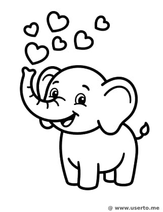 하트 물뿜는 아기 코끼리