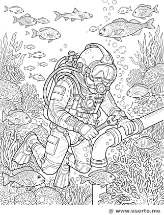 Skilled Deep Sea Diver at Work