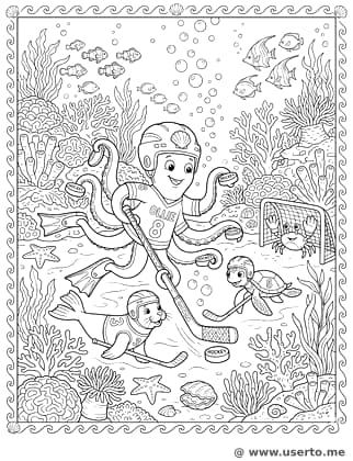 Jogo de Octopush no fundo do mar