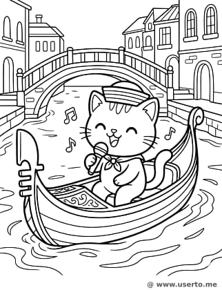 Singender Katzen-Gondoliere in Venedig