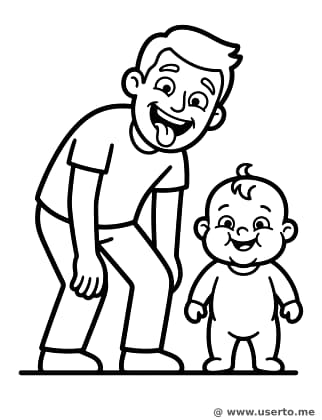 아빠와 함께 웃긴 표정 짓기