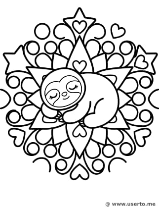 Mandala de Floco de Neve com Bicho-Preguiça