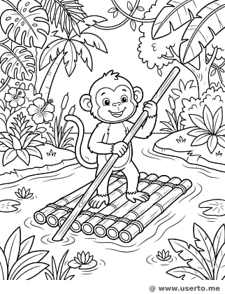 A Jangada de Bambu do Macaco da Selva