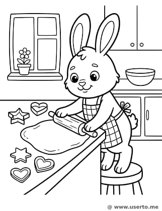 Little Bunny Baking Cookies