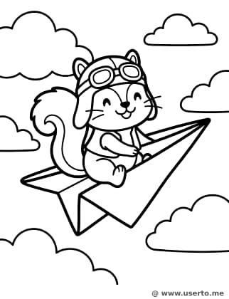 Eichhörnchen Papierflieger-Pilot