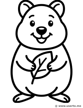 Der Blättersnack des glücklichen Quokkas