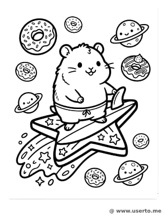Hamster espacial surfista de estrelas
