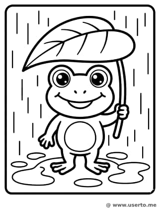 El paraguas de hoja de la ranita feliz