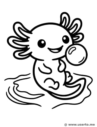 Fröhlicher Axolotl-Seifenblasen-Spaß
