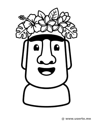 Lächelnder Moai mit Blumenkrone