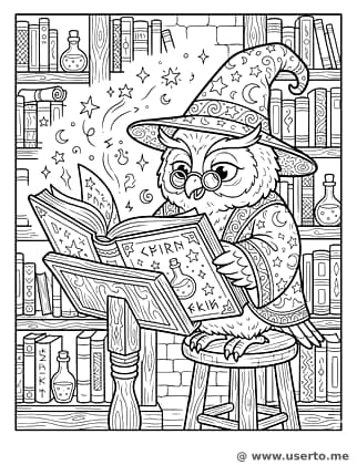 Wise Owl Wizard's Library