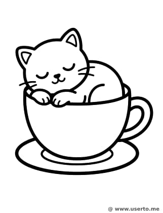 찻잔 속 아기 고양이