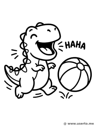 공놀이하는 행복한 아기 티라노