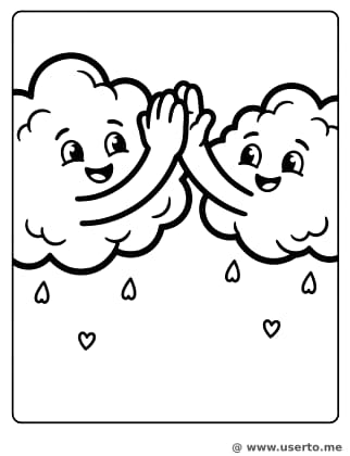 Nubes felices y lluvia de corazones